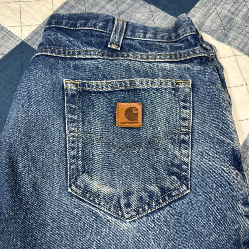 Carhartt Relaxed Fit Jeans Mens 38x32 Blue Denim Straight Leg Workwear 381-83